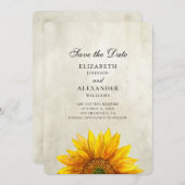 ひまわり 結婚式の日程をおさえて。素朴なウェディング。カントリー セーブザデート (正面/裏面)