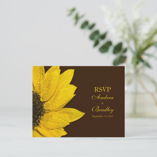 ひまわり 結婚式 返信カード (スタンド正面)