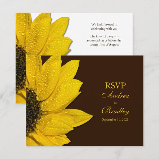 ひまわり 結婚式 返信カード (正面/裏面)