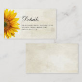 ひまわり。結婚素朴詳細国花 エンクロージャーカード (正面/裏面)