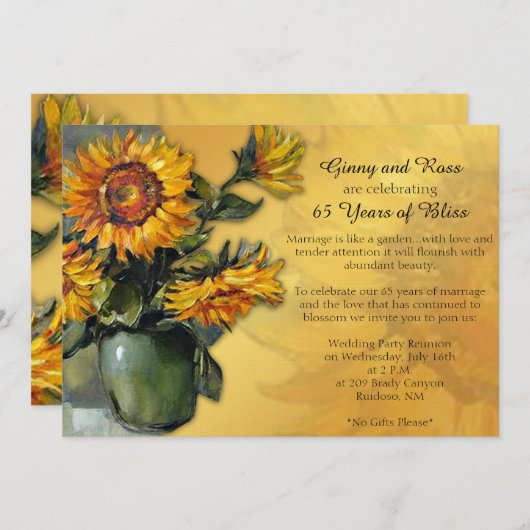 ひまわり 結婚記念日 招待状 (正面/裏面)
