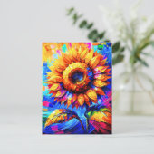 ひまわり 絵画 鮮やかな色彩 ひまわりの力 ポストカード (スタンド正面)