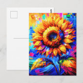 ひまわり 絵画 鮮やかな色彩 ひまわりの力 ポストカード (正面/裏面)