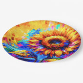 ひまわり 絵 鮮やかな色彩 ひまわりの力 ペーパープレート (アングル)