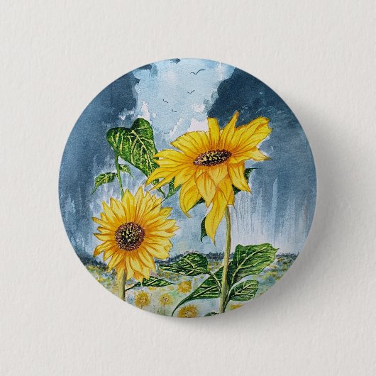 ひまわり 缶バッジ (正面)