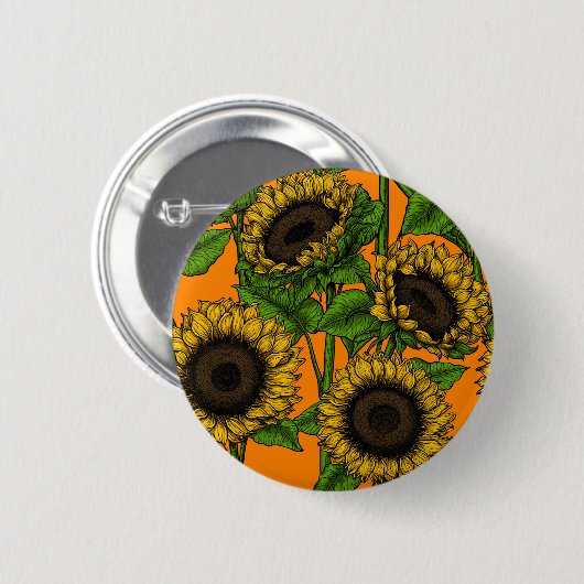 ひまわり 缶バッジ (正面&裏面)