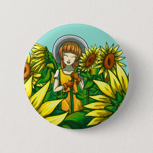 ひまわり 缶バッジ (正面)
