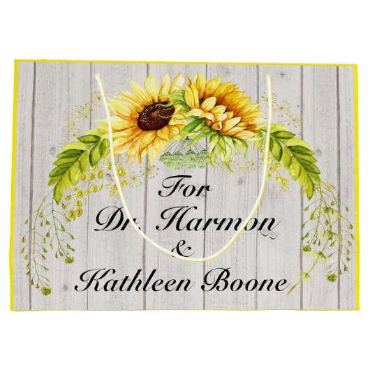 ひまわり – 背面のカスタマイズ ラージペーパーバッグ (裏面)