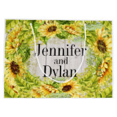 ひまわり – 背面のカスタマイズ ラージペーパーバッグ (裏面)