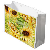 ひまわり – 背面のカスタマイズ ラージペーパーバッグ (正面アングル)