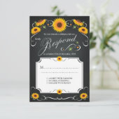 ひまわり 花の黒板 ヴィンテージ 結婚式 出席確認 出欠カード (スタンド正面)