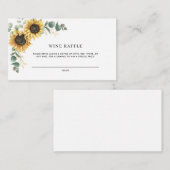 ひまわり 花の ブライダル シャワー ワイン ラッフル エンクロージャーカード (正面/裏面)