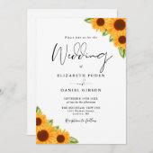 ひまわり 花のQRコードスクリプト 結婚式 招待状 (正面/裏面)