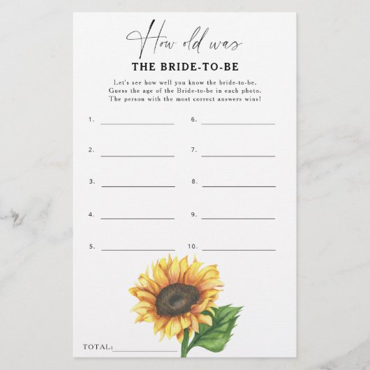 ひまわり – 花嫁の年齢 (正面)