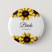 ひまわり 花嫁 白 黄色 結婚式 缶バッジ (正面)