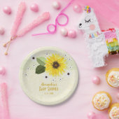 ひまわり 花柄 リネン ベビーシャワー ペーパープレート (パーティー)