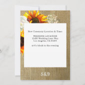 ひまわり 花柄 リネン 延期のご案内 詳細 招待状 (裏面)