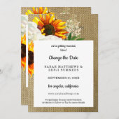 ひまわり 花柄 リネン 延期のご案内 詳細 招待状 (正面/裏面)