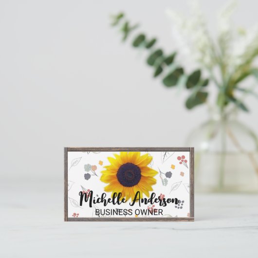 ひまわり |花柄 名刺 (スタンド正面)