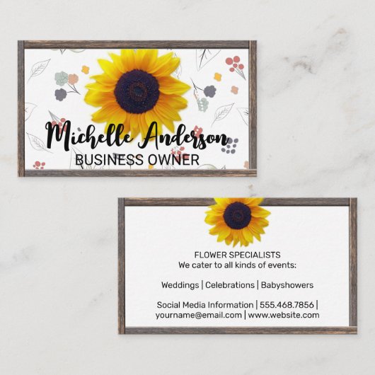 ひまわり |花柄 名刺 (正面/裏面)