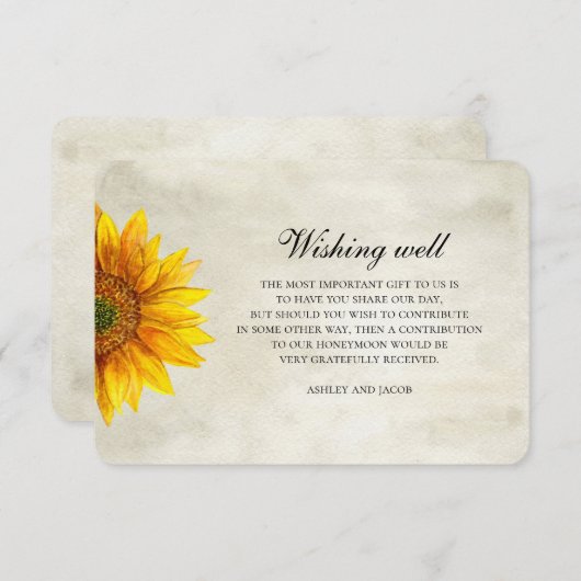 ひまわり。花素朴結婚の願い エンクロージャーカード (正面/裏面)