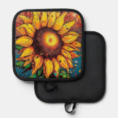 ひまわり。花。カラフル 鍋敷き (正面/裏面)