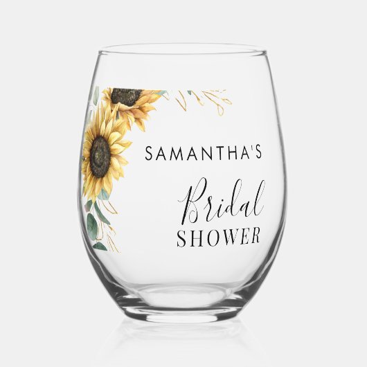 ひまわり 花 グリーン ブライダルシャワー ガラス缶 (正面)