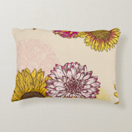 ひまわり、菊、カーネーションフローラ アクセントクッション