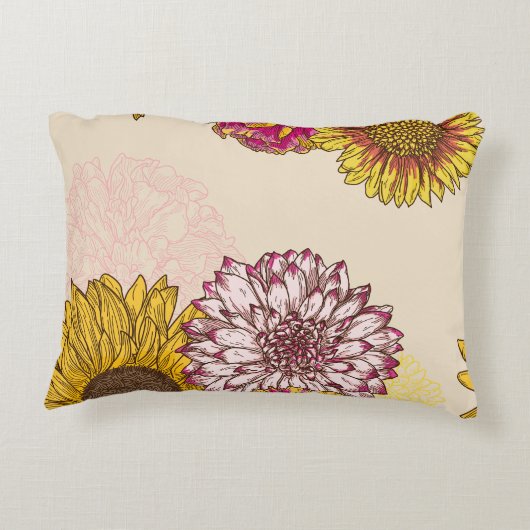 ひまわり、菊、カーネーションフローラ アクセントクッション (裏面)