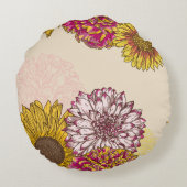 ひまわり、菊、カーネーションフローラ ラウンドクッション (裏面)