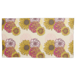 ひまわり、菊、カーネーションフローラ 枕カバー