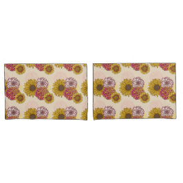 ひまわり、菊、カーネーションフローラ 枕カバー