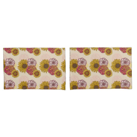 ひまわり、菊、カーネーションフローラ 枕カバー (フロントセット)