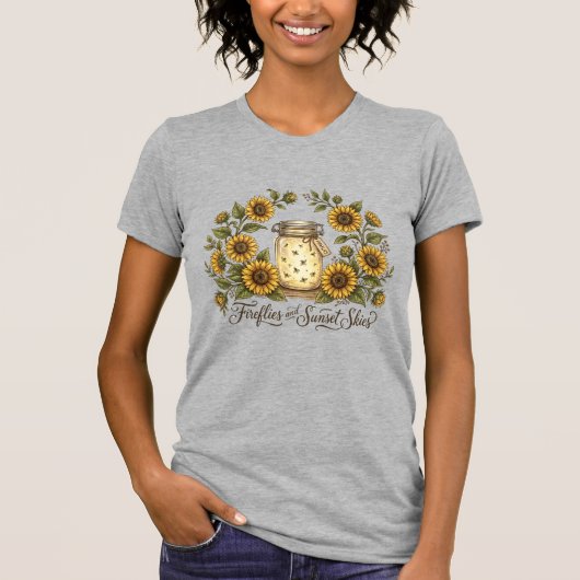 ひまわり 蛍 夕焼け 春 夏  Tシャツ (正面)