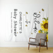 ひまわり&蝶ベビーシャワー背景 タペストリー (インサイチュ(横))
