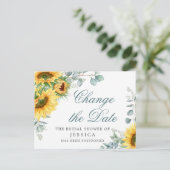 ひまわり 計画変更 ブライダルシャワー延期のお詫び ポストカード (スタンド正面)