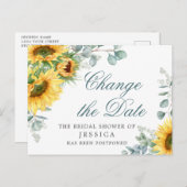ひまわり 計画変更 ブライダルシャワー延期のお詫び ポストカード (正面/裏面)