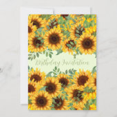 ひまわり 誕生日 ラスティック イエロー フラワーリング 招待状 (裏面)