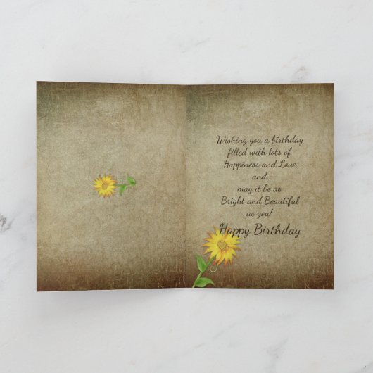 ひまわり – 誕生日 – 友人 カード (内部)