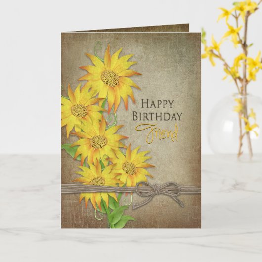 ひまわり – 誕生日 – 友人 カード (黄色い花)