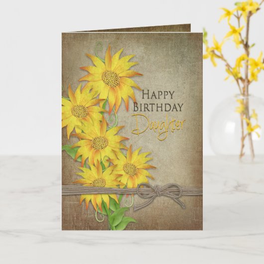 ひまわり – 誕生日 – 娘 カード (黄色い花)