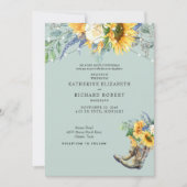 ひまわり 赤いカウボーイブーツ ライト 招待状 (正面)