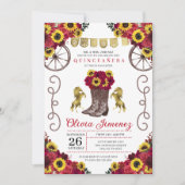 ひまわり 赤いバラ 牛革ブーツ キンセアニエラ 招待状 (正面)