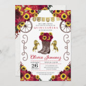 ひまわり 赤いバラ 牛革ブーツ キンセアニエラ 招待状 (正面/裏面)