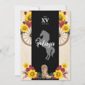 ひまわり 赤いバラ 黒 チャロ キンセアニエラ 招待状 (裏面)