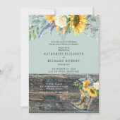 ひまわり 赤い首の木のブーツ ライト  招待状 (正面)