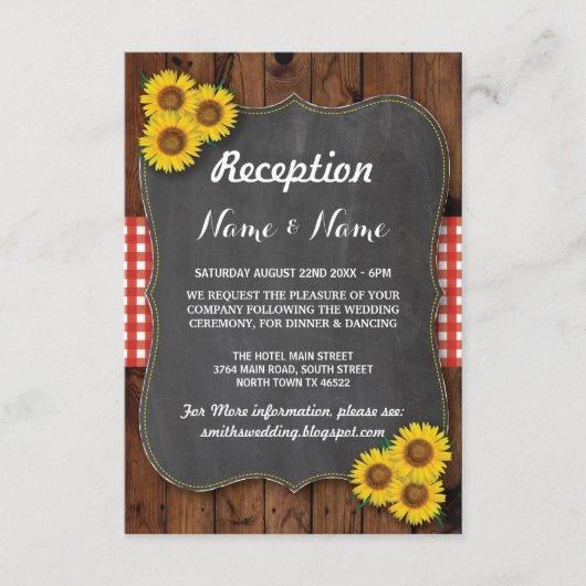 ひまわり 赤 ラスティック ウェディング 受付 カード (正面)