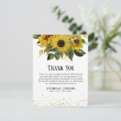 ひまわり&金ゴールドハート写真Symapthy サンキューカード (スタンド正面)