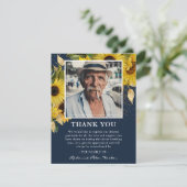 ひまわり&金ゴールド悔やみや弔慰写真模造海軍 サンキューカード (スタンド正面)