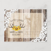 ひまわり〔雄ジカの〕枝角ウッドレース素朴日付の保存 案内ポストカード (裏面)